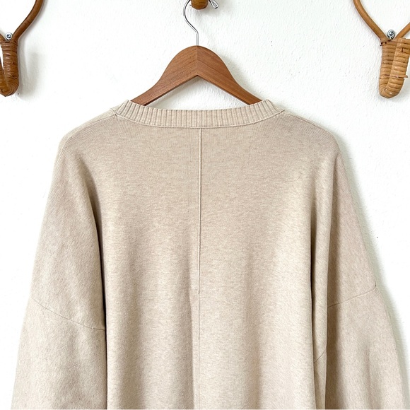 Free People Oversized Cream Sweater Midi Dress with Balloon Sleeves - Picture 6 of 11